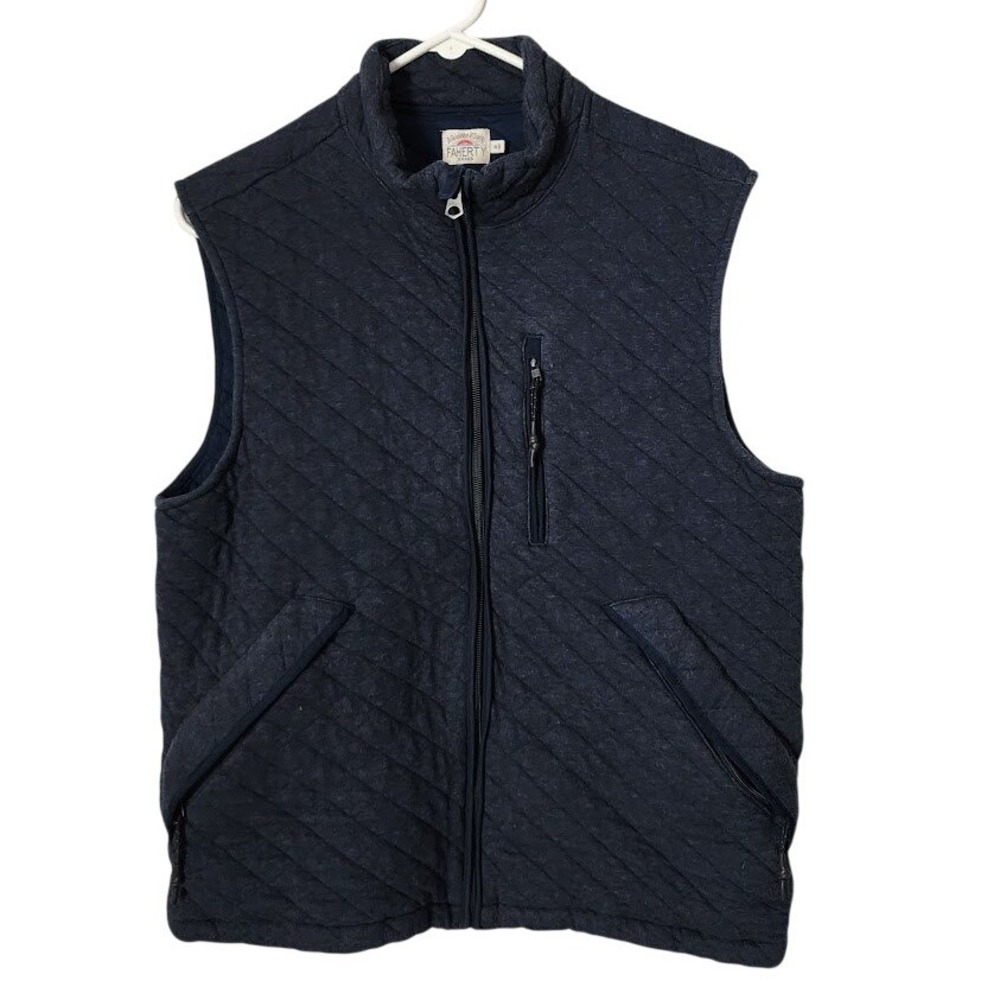 FAHERTY Epic Quilted Jersey Vest Casual‎ Coastal Layer in Navy Melange M